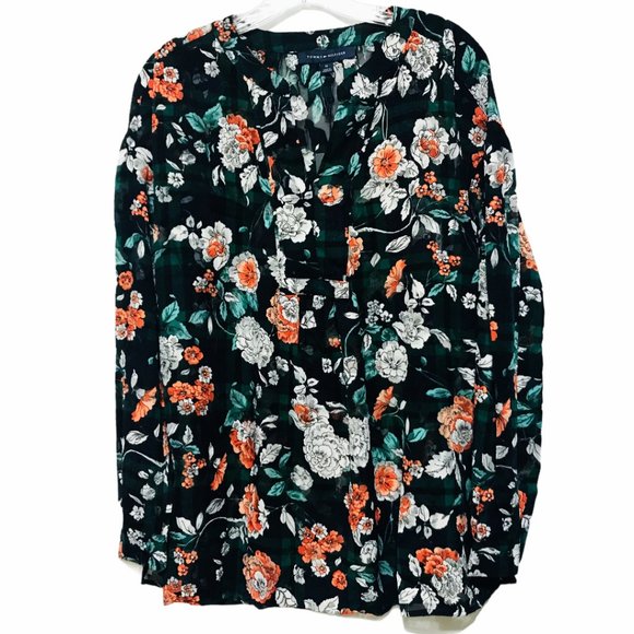 Tommy Hilfiger Medium Urban Folklore Long Sleeve Floral Peasant Top NWT - Picture 7 of 11